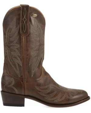 Mexicana Botas De Cuero Aguila Mex Bordadas - Marrón