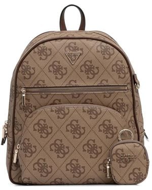 Guess Power Play Logo-Print Monogram Backpack - Brown