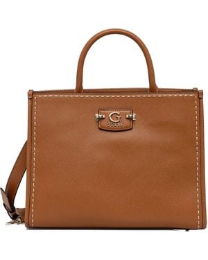 Guess Logo-Lettering Tote Bag - Brown