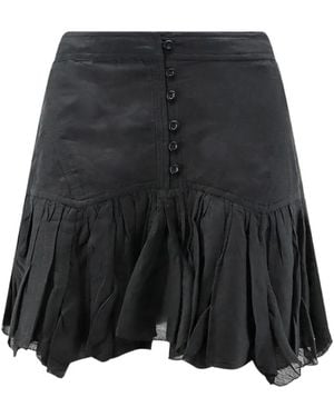 Isabel Marant Daneen Button-Down Ruffled Mini Skirt - Black