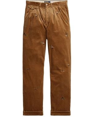 Polo Ralph Lauren Duck-Embroidered Corduroy Pants - Brown