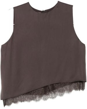 Vince Lace-Trim Sleeveless Blouse - Brown