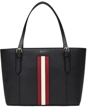 Bally Supra Leather Ribbon Tote Bag - Black