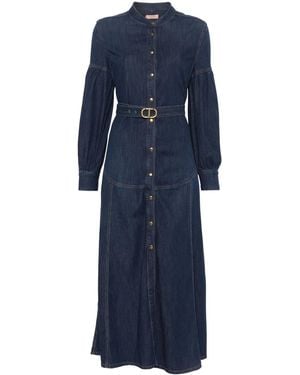 Twinset Belted Denim Long Dress - Blue