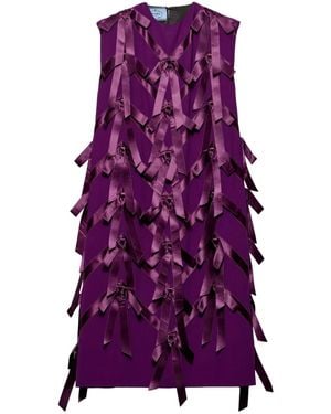 Prada Vestido Sablé Con Detalle De Lazo - Morado