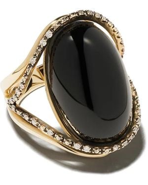 Brumani Anillo En Oro Amarillo De 18Kt Con Diamante Y Cuarzo - Negro