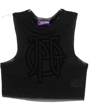 Jean Paul Gaultier Logo-Detail Cropped Top - Black