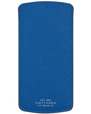 Smythson Panama Leather Glasses Case - Blue
