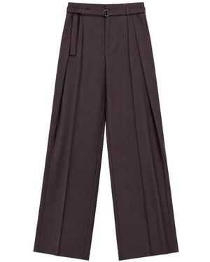 SOLOTRE Belted Pleated Trousers - White