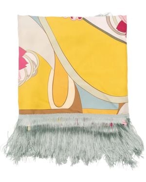 La DoubleJ Ausgefranster Schal Mit Blumenprint - Grau