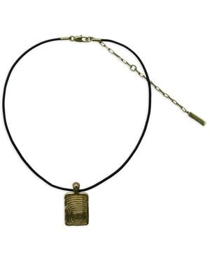 Ellery Zodiac-Engraved Rectangular-Pendant Necklace - Metallic