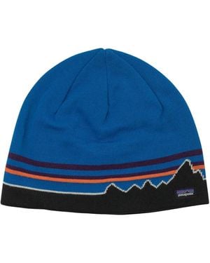 Patagonia Striped Logo-Detail Beanie - Blue