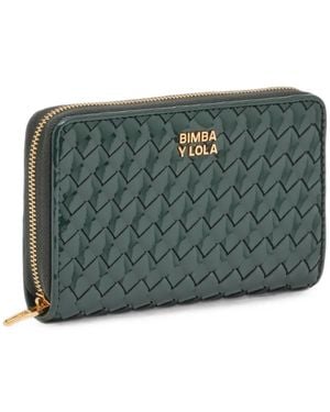 Bimba Y Lola Medium Dark- Plaited Zip Wallet - Green