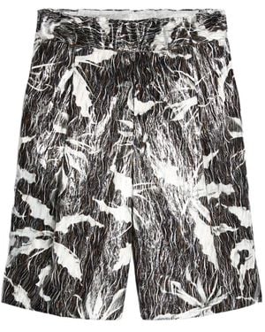 Dries Van Noten Floral-Print Bermuda Shorts - Gray
