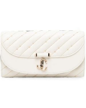 Jimmy Choo Jc Logo Studded Leather Wallet On Chain - White