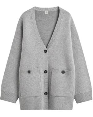 TOTEME Pocket V-Neck Cardigan - Grey