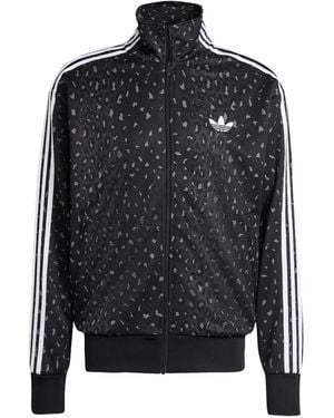 adidas Leopard-Print Zip-Up Sweatshirt - Black