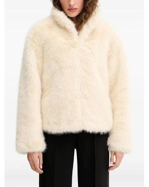 Silvian Heach High-Neck Faux-Fur Jacket - Natural