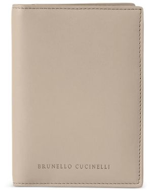 Brunello Cucinelli Logo-Stamp Passport Holder - Natural