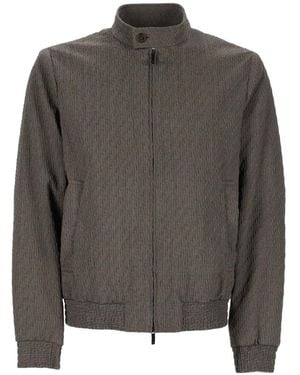 Emporio Armani Textured Zip-Up Jacket - Grey