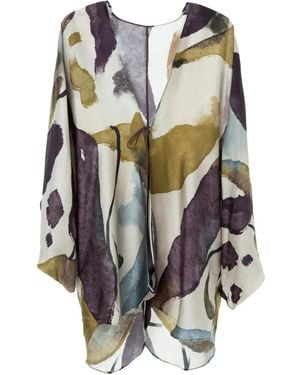 YANGKEHAN Abstract-Print Silk Cardigan - Natural