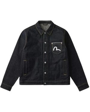 Evisu Jeansjacke Mit Drachenstickerei - Schwarz