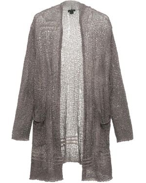 Avant Toi Open-Knit Distressed Cardigan - Gray