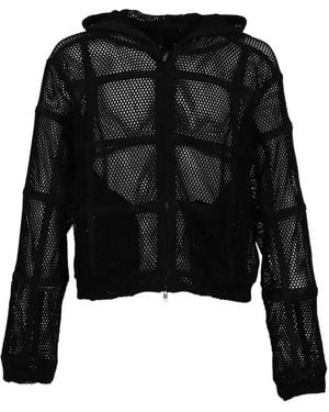 FILTH Mesh-Panel Zip-Up Hoodie - Black