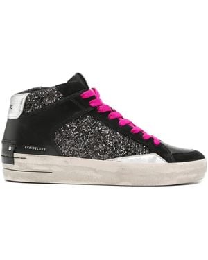 Crime London Sk8 Deluxe Glitter High-Top Trainers - Black