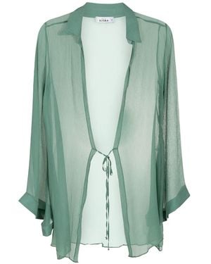 Amir Slama Tie-Front Silk Beach Cover-Up - Green