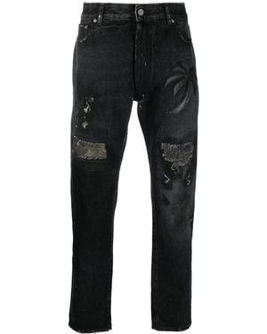 Palm Angels Palm Tree-Patch Straight-Leg Jeans - Black