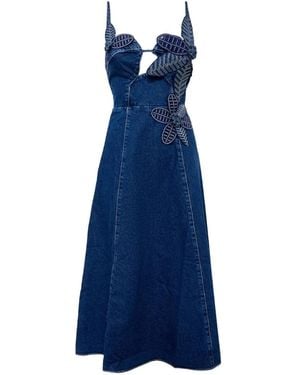 FARM Rio Midikleid Mit Blumenmuster - Blau