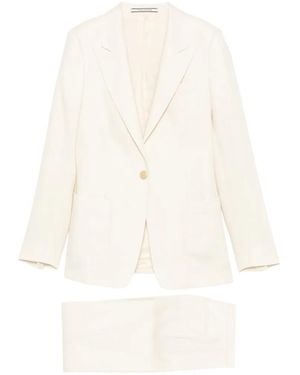 Tagliatore Tailleur En Lin À Veste À Simple Boutonnage - White