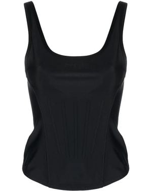 Mugler Tank Top With Wide Neckline - Black