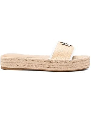 Ralph Lauren Logo-Plaque Raffia Espadrilles - Natural