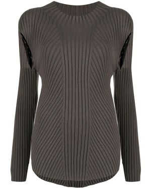 Low Classic Cut-Out Detailing Ribbed-Knit Jumper - Grey