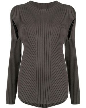 Low Classic Cut-Out Detailing Ribbed-Knit Jumper - Grey