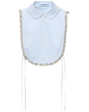 Prada Embroidered Poplin Tie Vest - Blue
