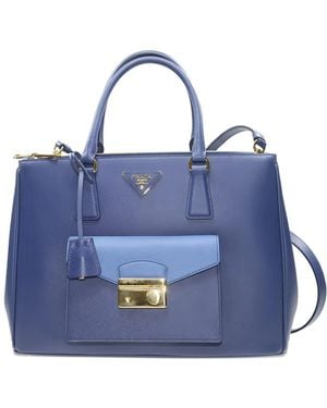 Prada Saffiano Lux Galleria Tote Bag - Blue