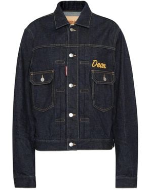 DSquared² Veste En Jean À Broderies - Bleu