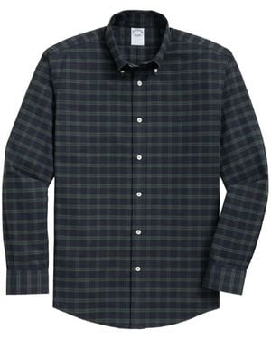 Brooks Brothers Plaid Button-Down Collar Shirt - Blue