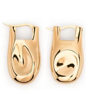 KHAITE Engraved-Logo Earrings - Metallic