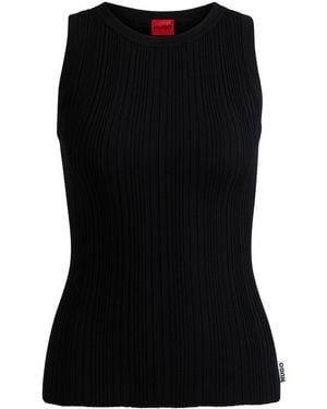 HUGO Ribbed Tank Top - Black