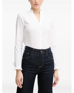 Mos Mosh Mmhassie Ruffled-Cuff V-Neck Shirt - White