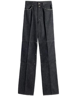 Lemaire High-Waisted Studded Straight Trousers - Blue