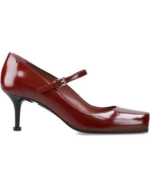Premiata 65Mm Strap-Detailed Square-Toe Heeled Court Shoes - Brown