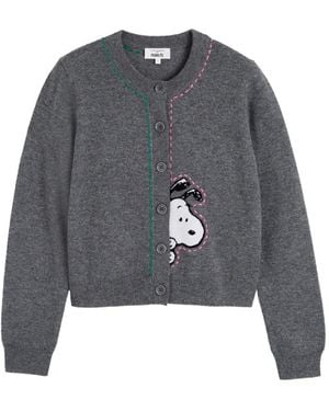 Chinti & Parker Snoopy Peep Cardigan - Gray