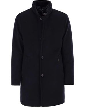 Moorer Bond Button-Fastening Coat - Blue