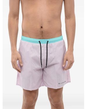 John Richmond Logo-Print Drawstring Swim Shorts - Pink