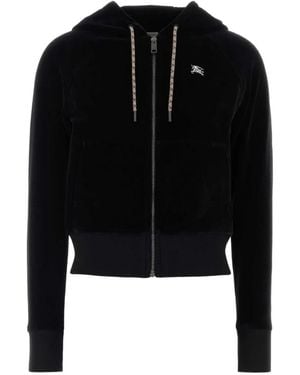 Burberry Knight Jewel Velour Zip Hoodie - Black